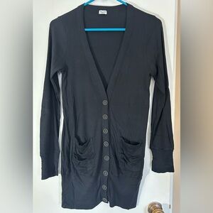 Splendid Black Button-Up Women's Cardigan Sweater Size Small, Front Pockets